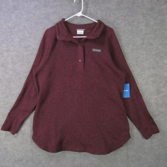 Columbia Sweater Womens XXL Burgundy Sweater Weather Tunic Pullover Snap NWT - Picture 1 of 8